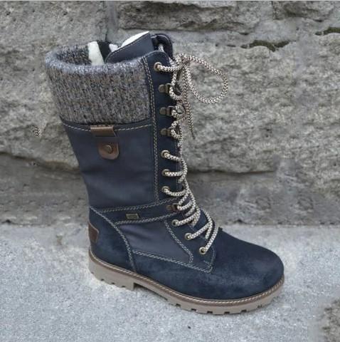 Beatrice | Bottes mi-Mollets en Laine à lacets avec Fermeture éclair sur le côté