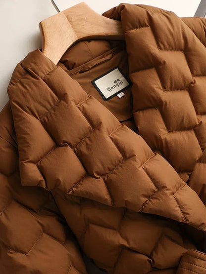 Parka chic ceinturée en duvet